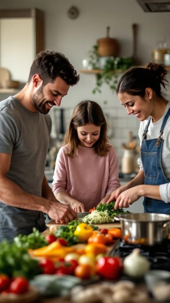 A chart displaying various foods and their glycemic index values, surrounded by healthy ingredients like fruits, vegetables, and grains.