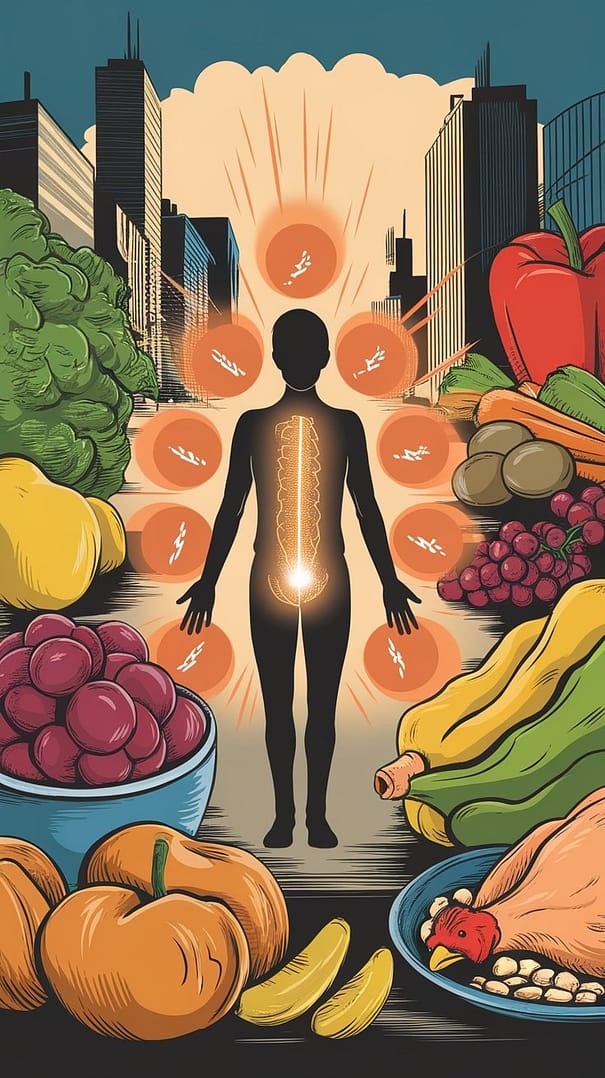 A variety of fresh fruits and vegetables arranged on a surface, showcasing vibrant colors and healthy options.